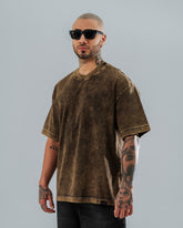 Camiseta Oversize Básica Acid Wash Café